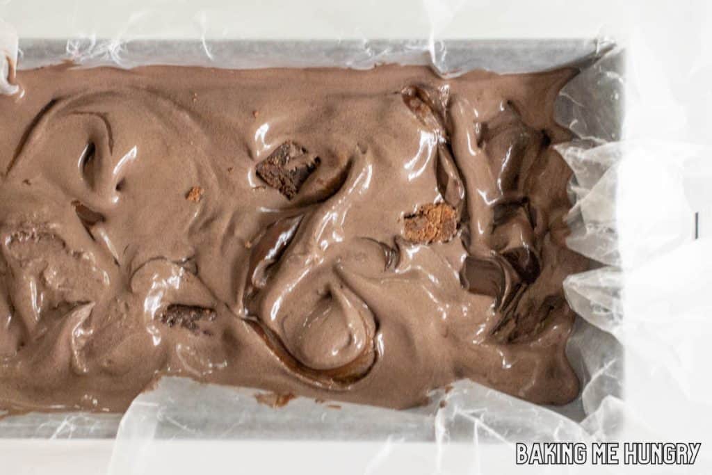churned base in pan
