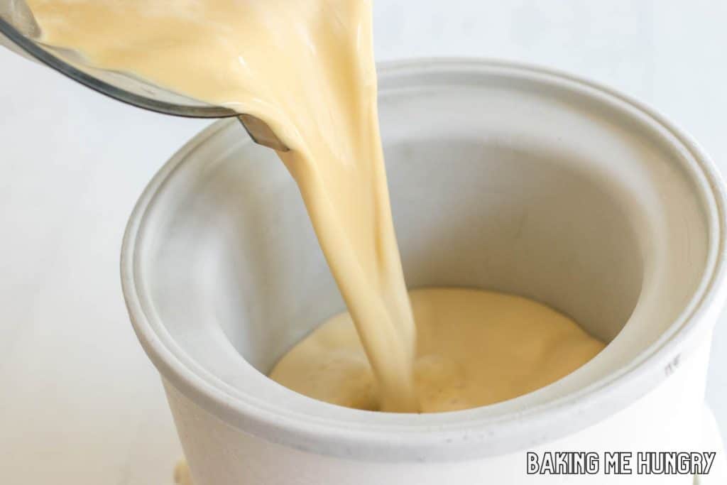 liquid being poured into ice cream machine