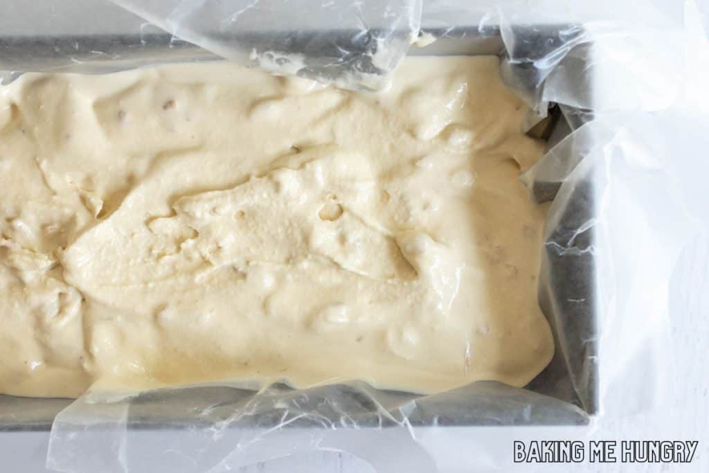 churned base added to pan