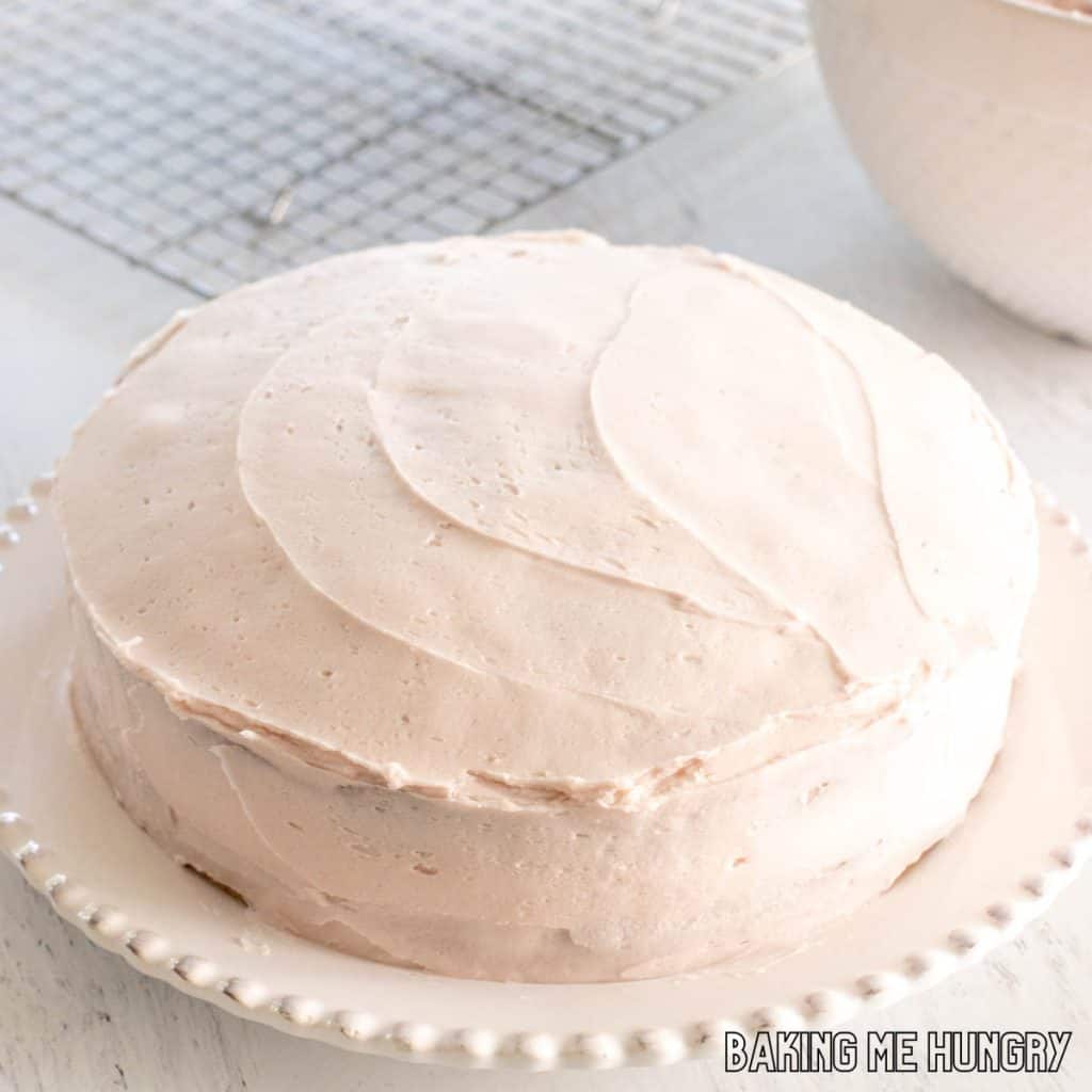 icing spread on two layer cake