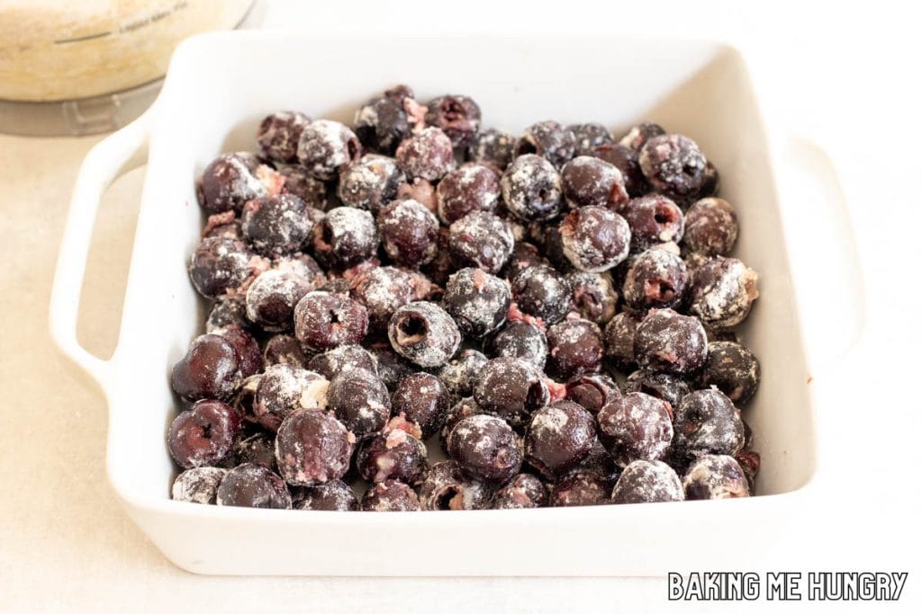 cherries in baking dish