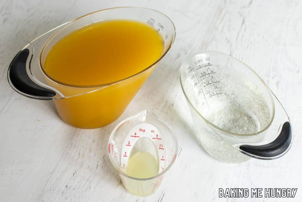 ingredients in measuring cups