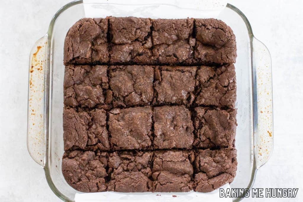 cut brownies in baking dish