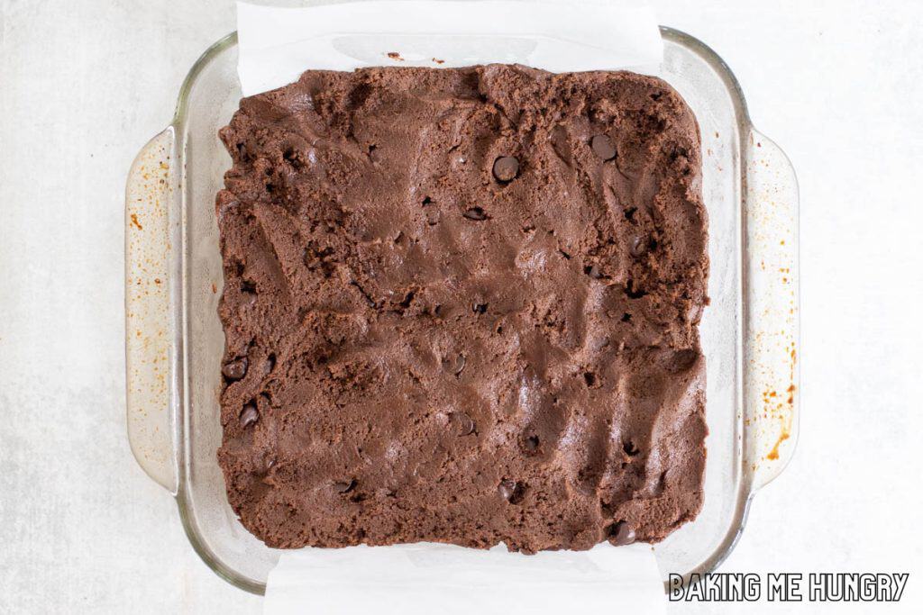 batter pressed into pan