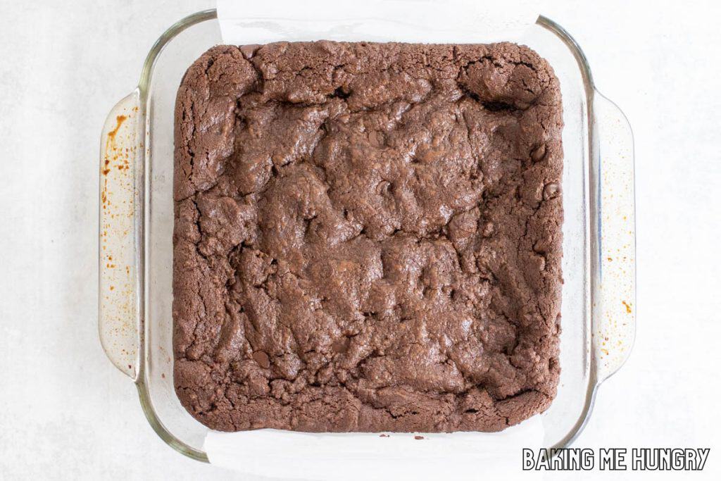 baked brownies in pan