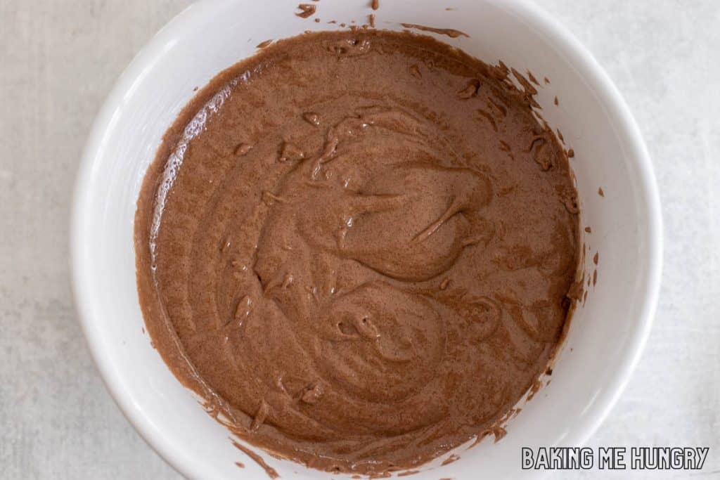 chocolate batter in bowl