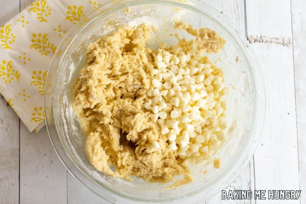 white chocolate chips added to batter