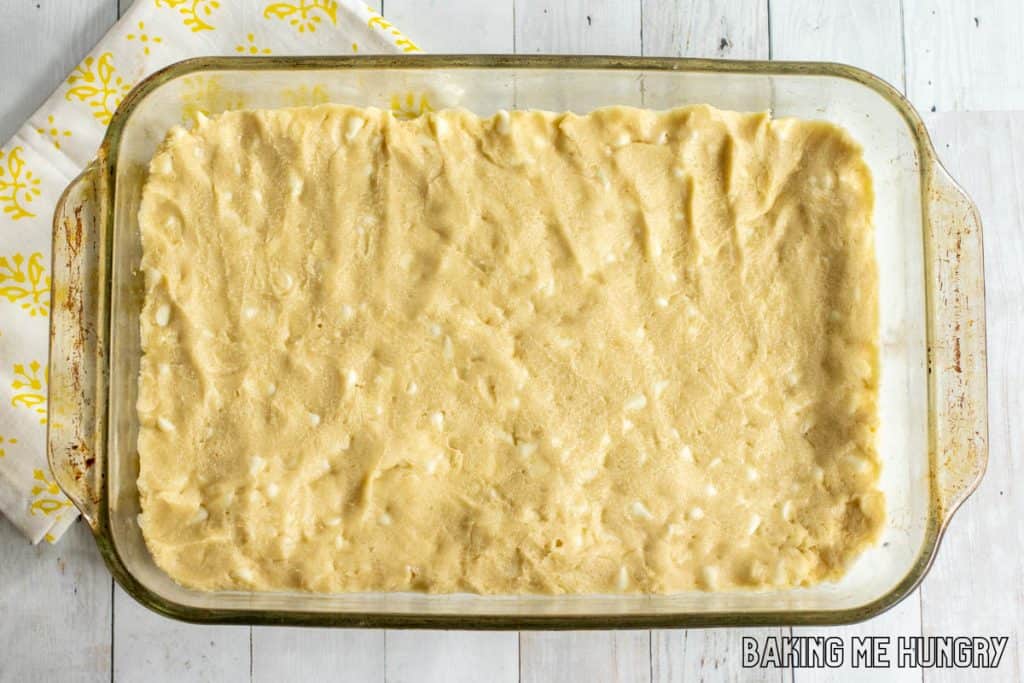 batter pressed into pan