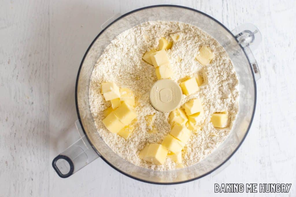 dry ingredients and butter in food processor