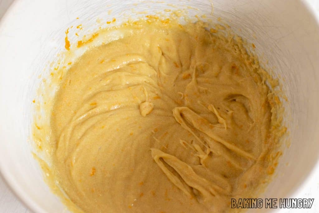 mixed wet ingredients in bowl