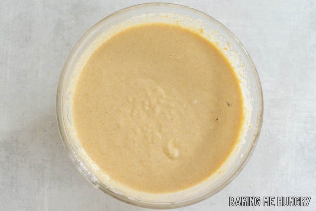 wet ingredients mixed in bowl