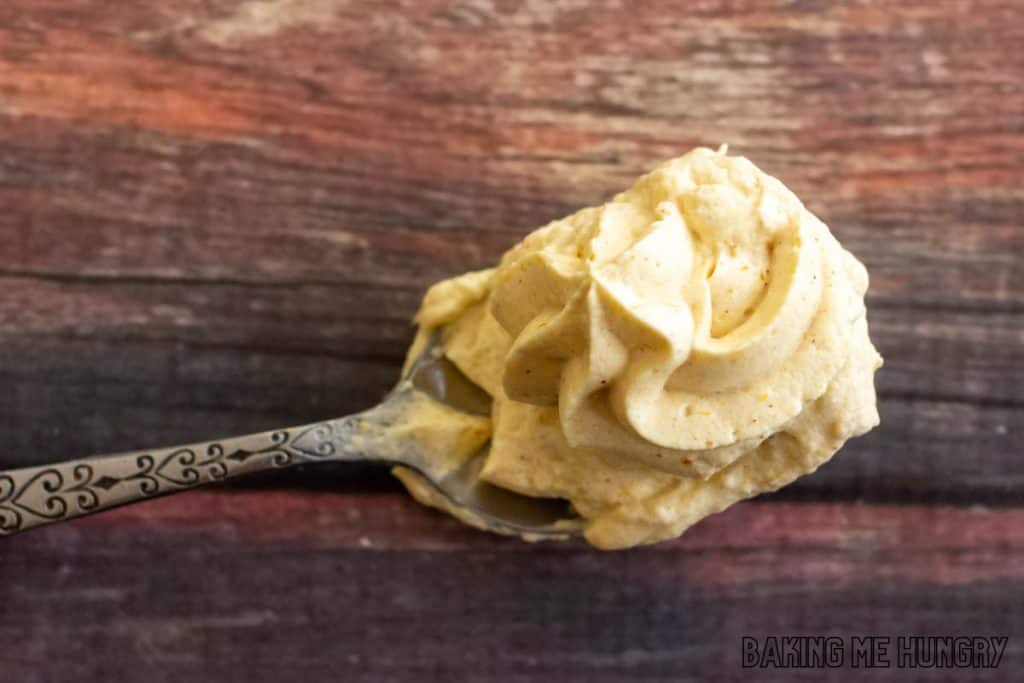 bite of mousse on spoon