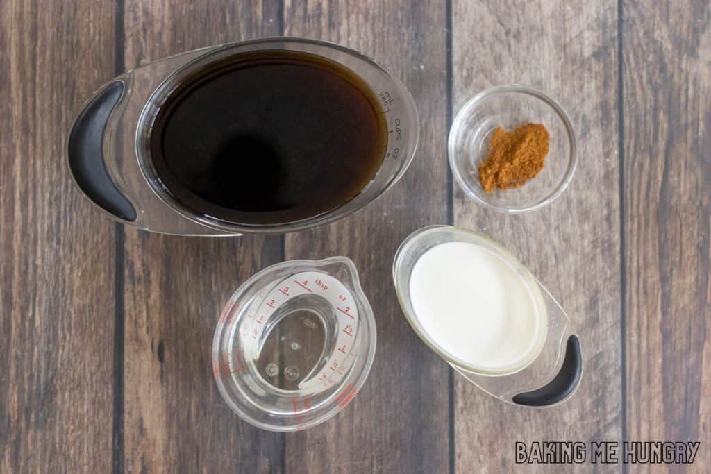 ingredients in small measuring cups