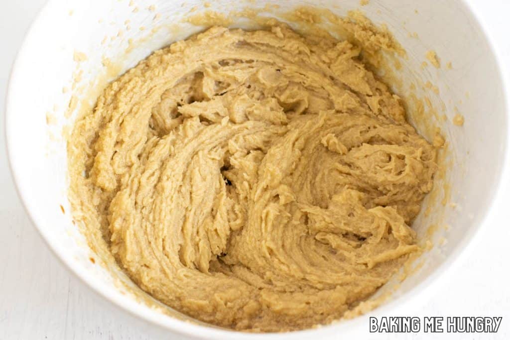 creamed wet ingredients in bowl