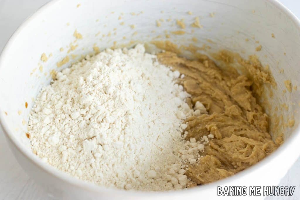 dry ingredients added to bowl