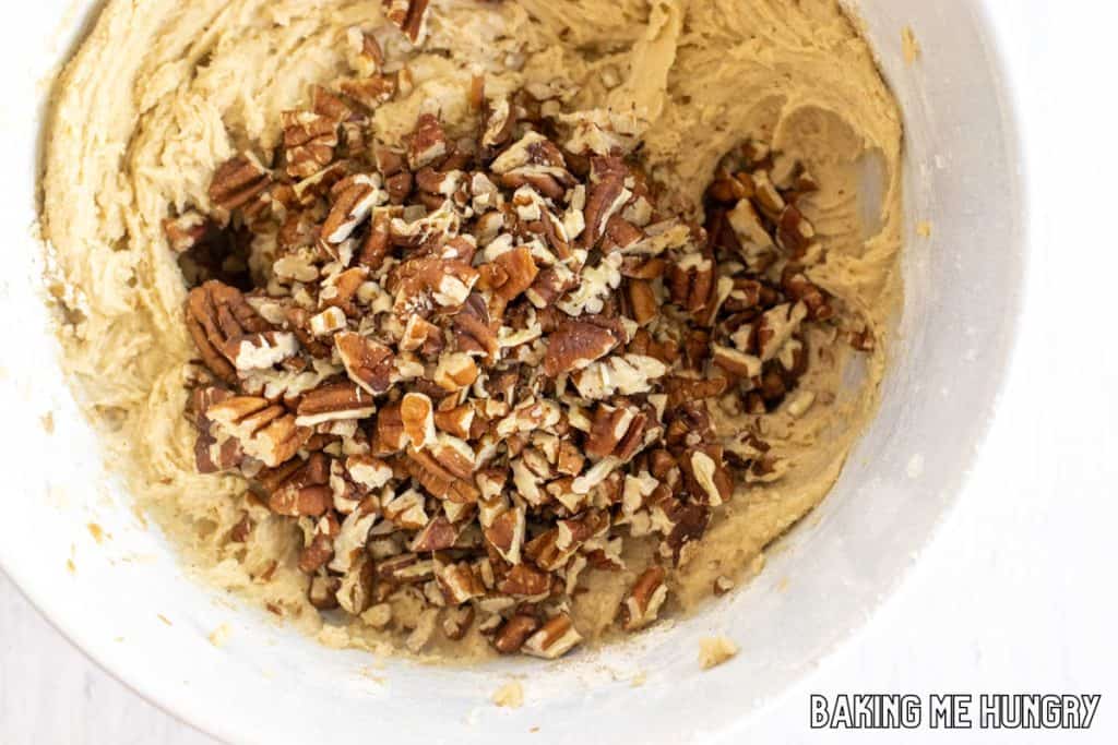 pecans added to bowl