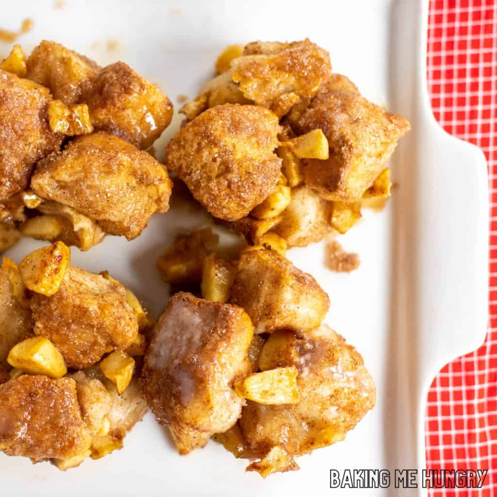 mini monkey bread close up on white platter