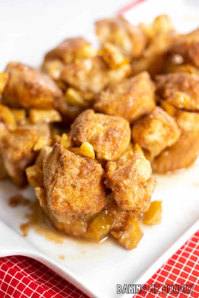 mini monkey bread close up on white platter