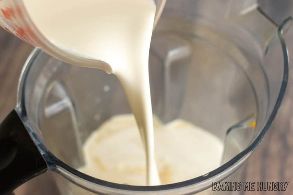 cream being added to blender