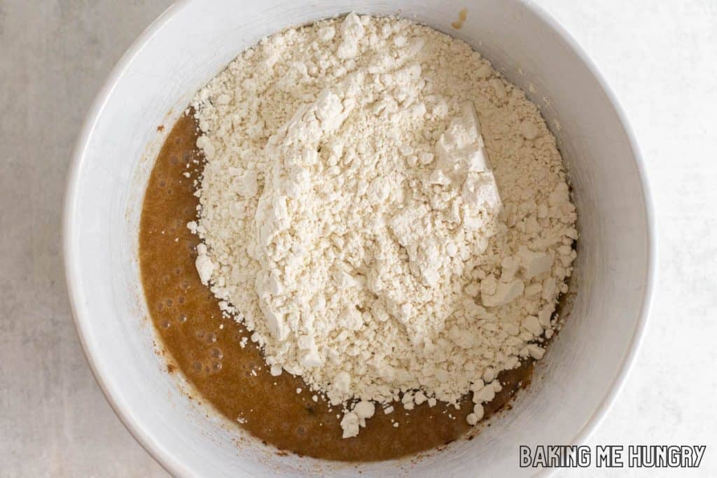 dry ingredients added to bowl